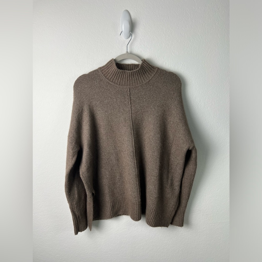 Jessica Simpson Brown Alpaca Blend Mock Turtleneck Fall Winter Office Sweater